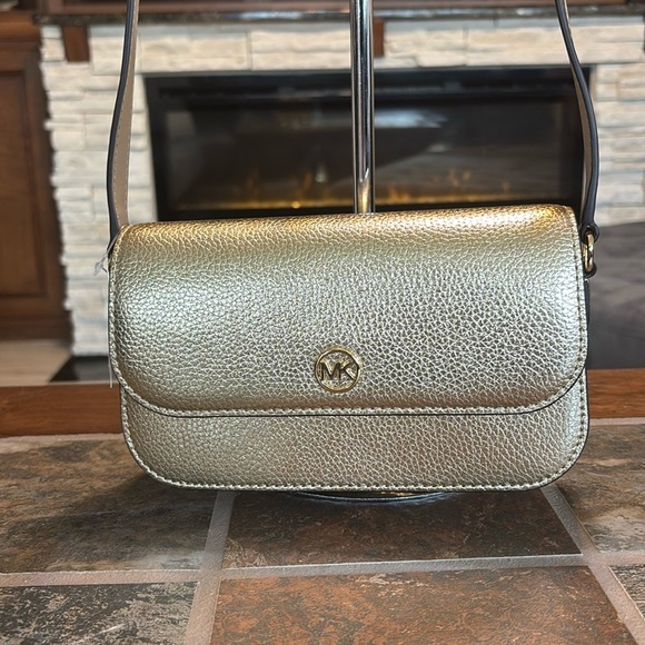 Michael Kors Jet Set Travel Small Metallic Leather Crossbody - Picture 1 of 5